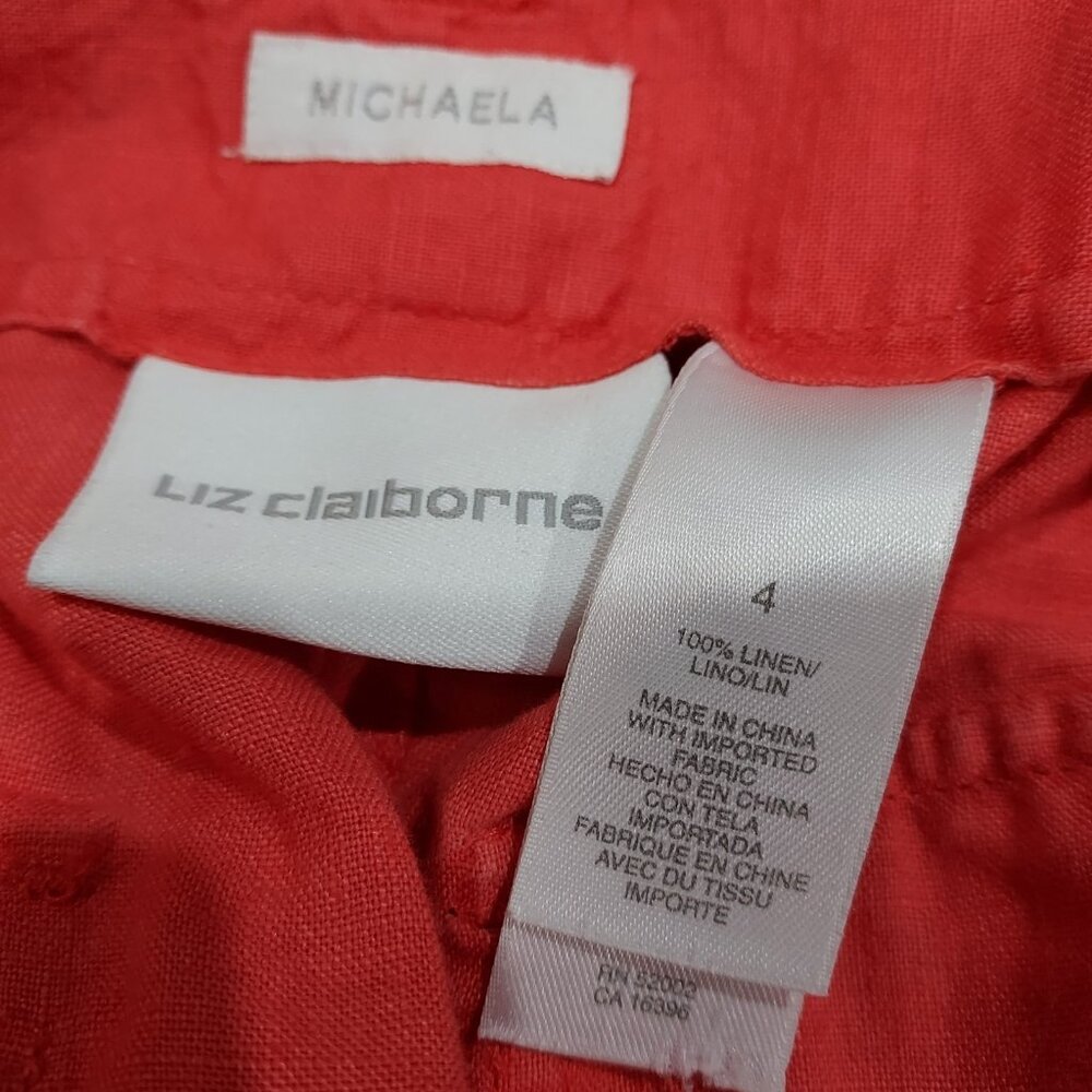 Liz Claiborne  Micheala Linen Pants Cropped Capri Wide Leg Boho Beach - Picture 12 of 12
